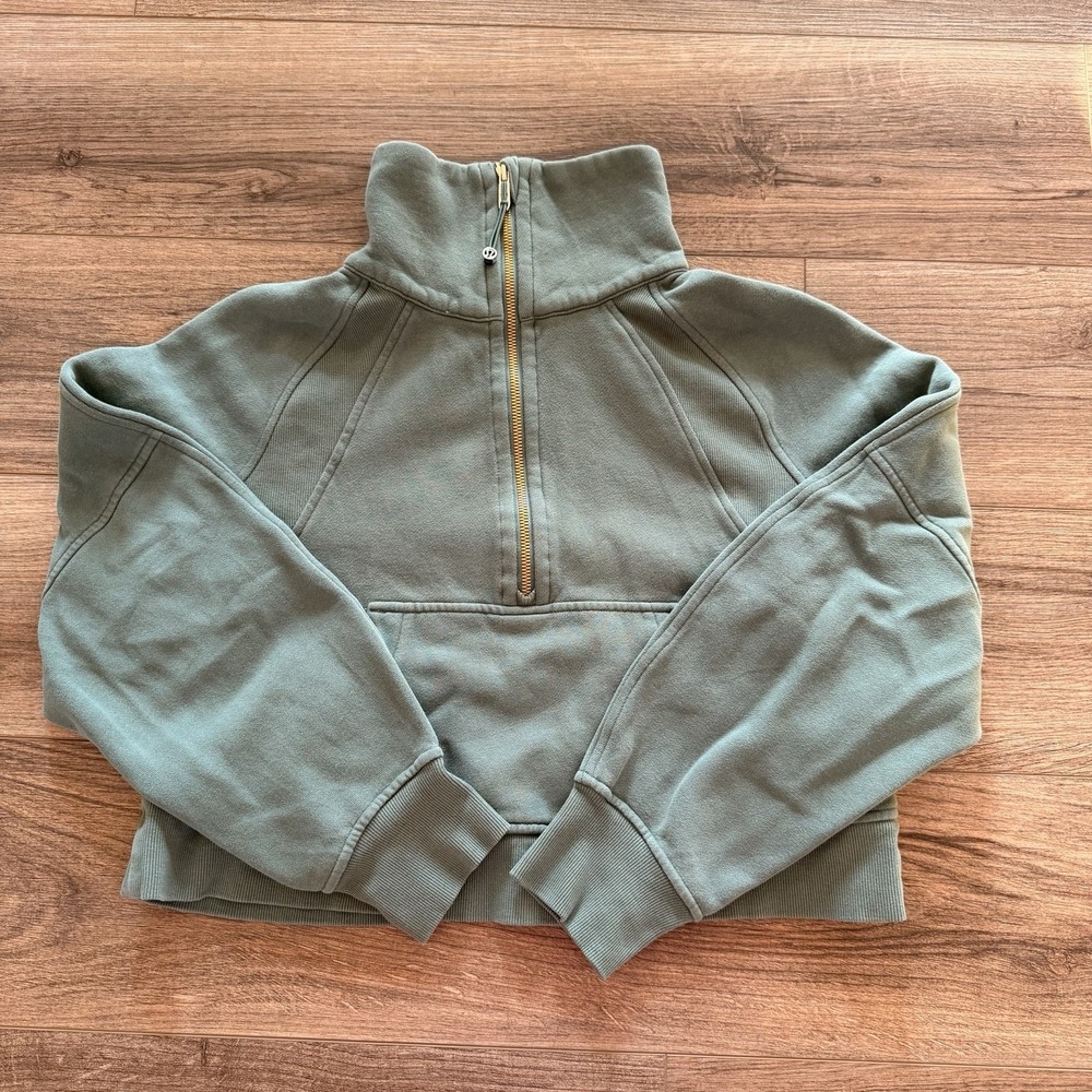 Lululemon Scuba Oversized Funnel Neck Half-Zip  Tidewater Teal Gold Zip XS/S